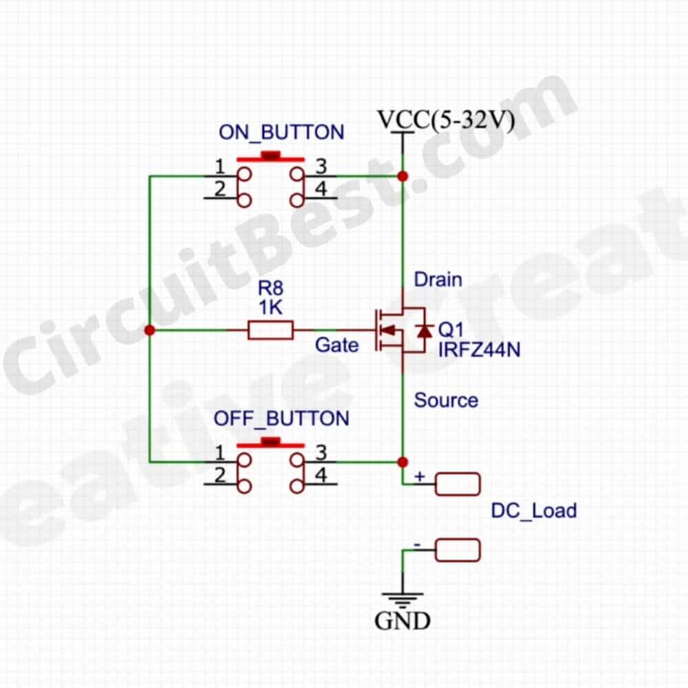 Push Button On Off Switch with IRFZ44N Mosfet.