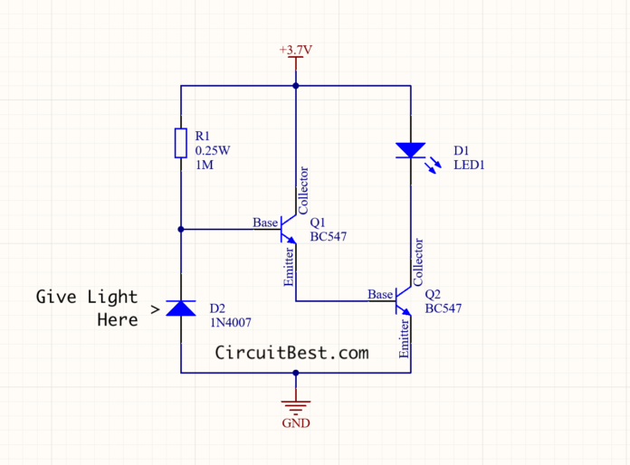 Simple Light Sensor Circuit using 1N4007 Diode (Without Using LDR)